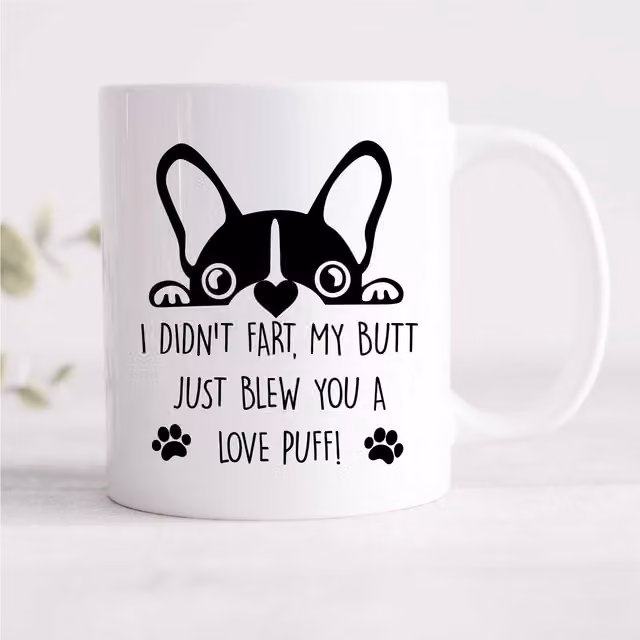 60 Second Makeover Frenchie Ceramic Mug in White with Funny French Bulldog Design – 1