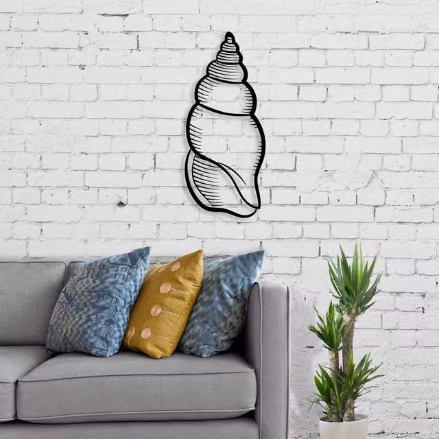 Decortie Shell Wall Art Metal Decorative Object in Black