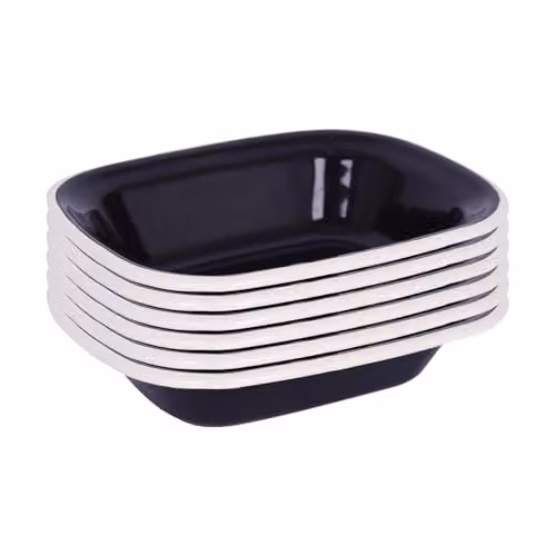 Argon Tableware Black and White Enamel Steel Rectangular Pie Dishes, Pack of 6, W: 18 cm, D: 13.5 cm – 2