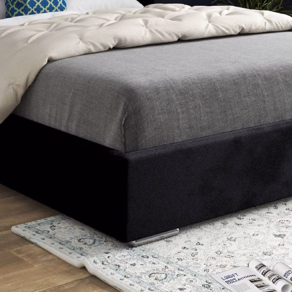 Casani Fairlight Upholstered Velvet Designer Bed Frame in Black, Size: 180 x 200 cm – 5