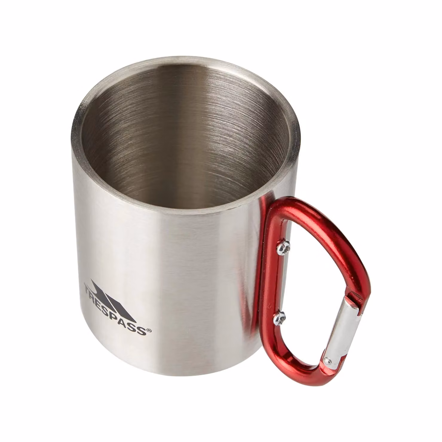 Trespass Bruski Double Walled Stainless Steel Travel Mug with Carabiner Clip in Silver – 3