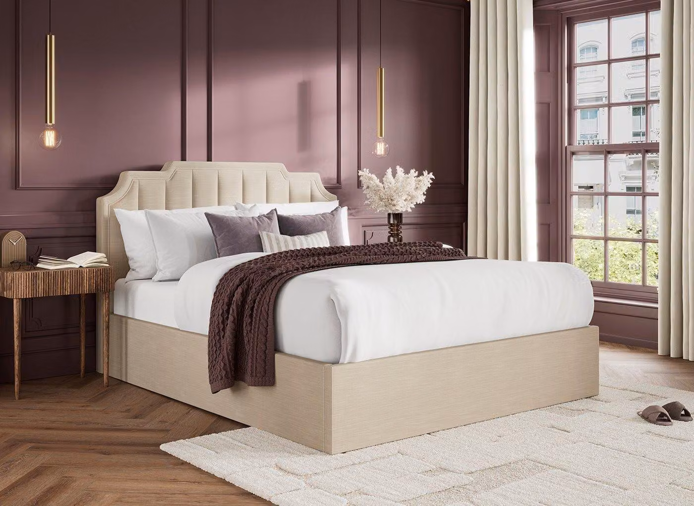Dreams Alyssa Ottoman Upholstered Bed Frame in Beige Fabric