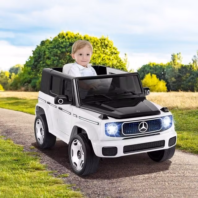 Costway Licensed Mercedes-Benz Electric Ride-on Car with Light and Sound, White