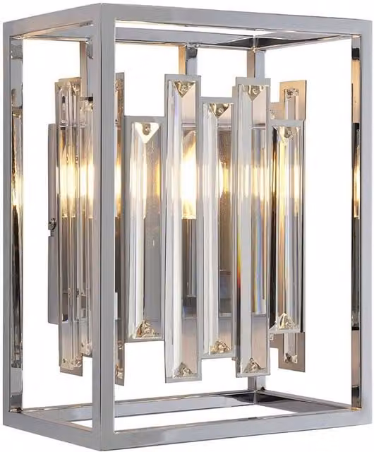 Loops Dimmable Crystal and Chrome Wall Light with Transparent Glass