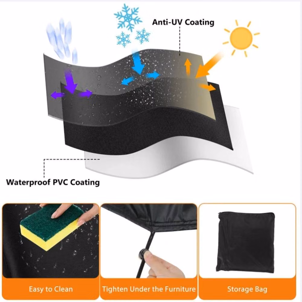 FLAVORA Waterproof Heavy Duty Outdoor Furniture Cover, Black, W: 152 cm, D: 104 cm, H: 71 cm – 3