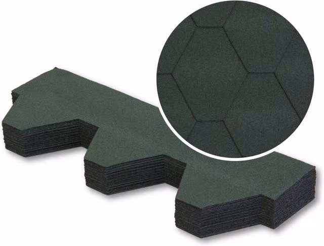 NOVECRAFTO 25 Piece Hexagonal Asphalt and Fibreglass Roof Shingles in Green