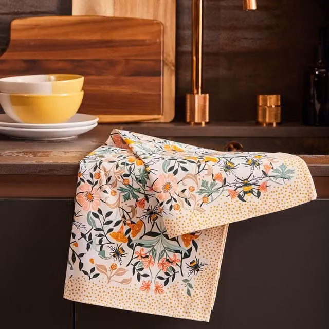 Ulster Weavers Bee Bloom Floral Cotton Tea Towel in Multicolour
