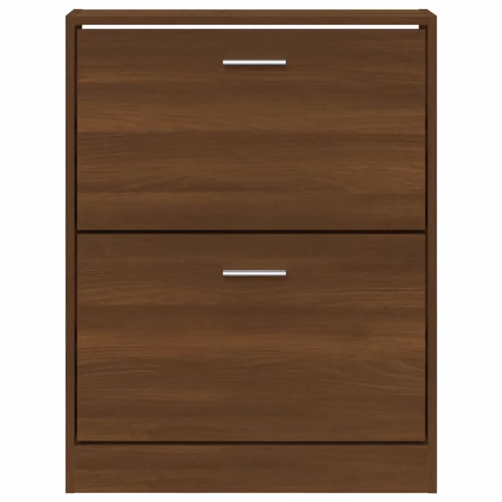 Berkfield Home Brown Oak Shoe Cabinet with Tilting Compartments, W/D/H: 59 x 17 x 81 cm – 3
