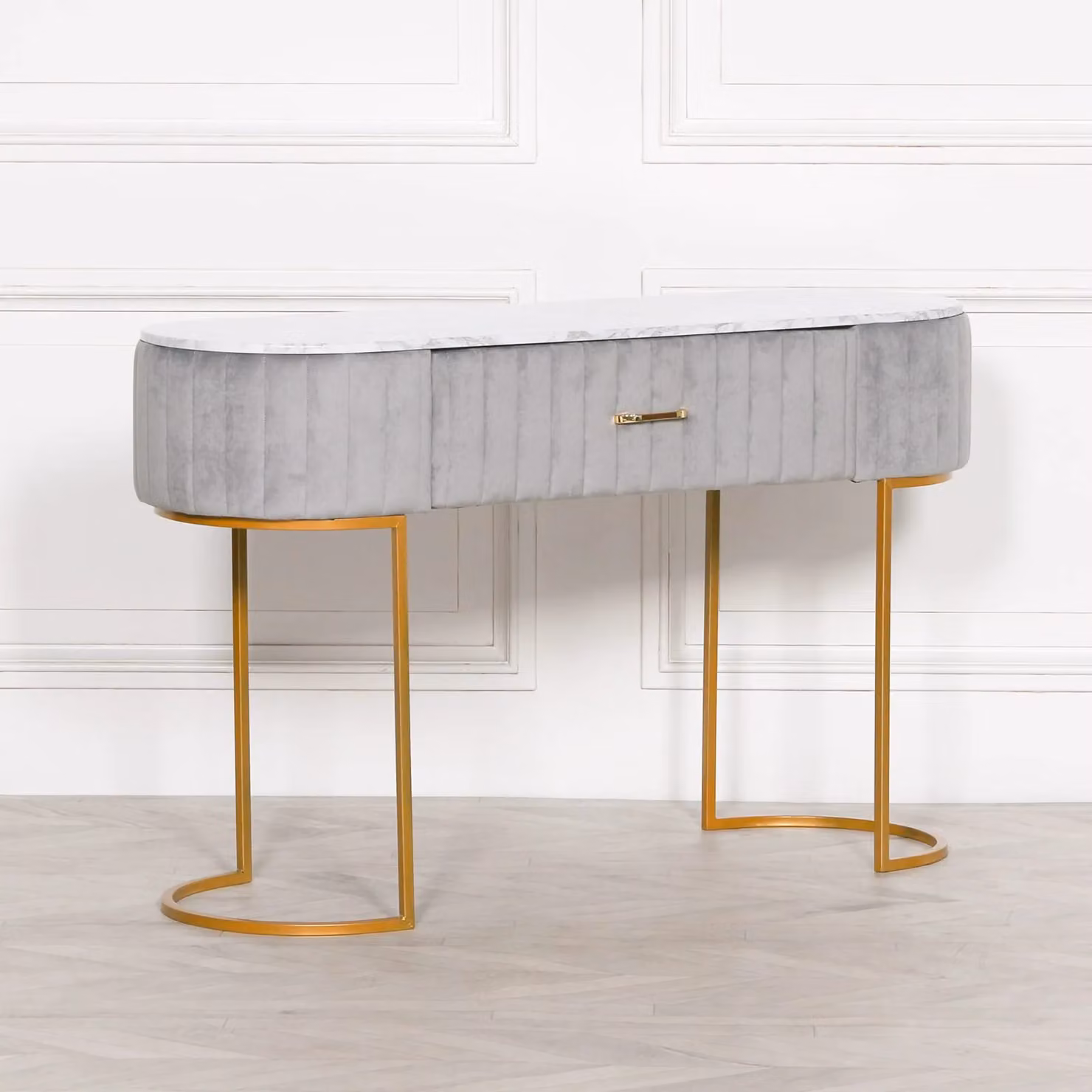 Glasstone Grey Upholstered Dressing Table W/D/H: 121 x 41 x 75 cm – 3