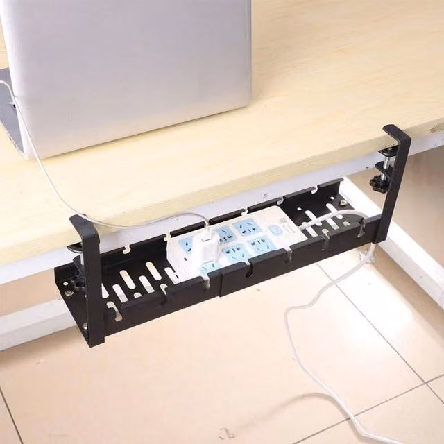 EONLION No Drill Under Desk Cable Management Tray in Black, Width: 50 cm – 1