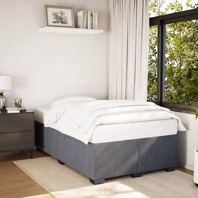 Berkfield Home Double Velvet Upholstered Bed Frame in Grey, 140 x 200 cm