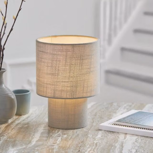 Pagazzi Design Buxton Grey Mini Table Lamp with Fabric Shade – 1