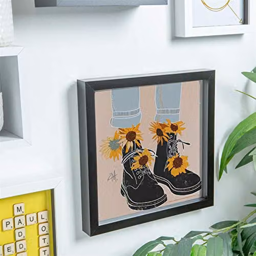 Nicola Spring Modern Square 3D Shadow Box Photo Frame, Black, W/D/H: 25.4 x 25.4 x 25.4 cm – 2