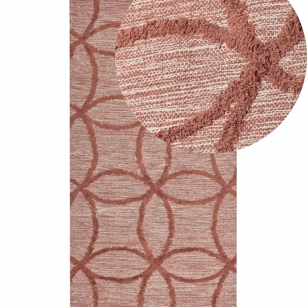 Wyld and Coco Hand-Tufted Red Geometric Boho Cotton Area Rug, W: 80 cm, L: 150 cm – 2