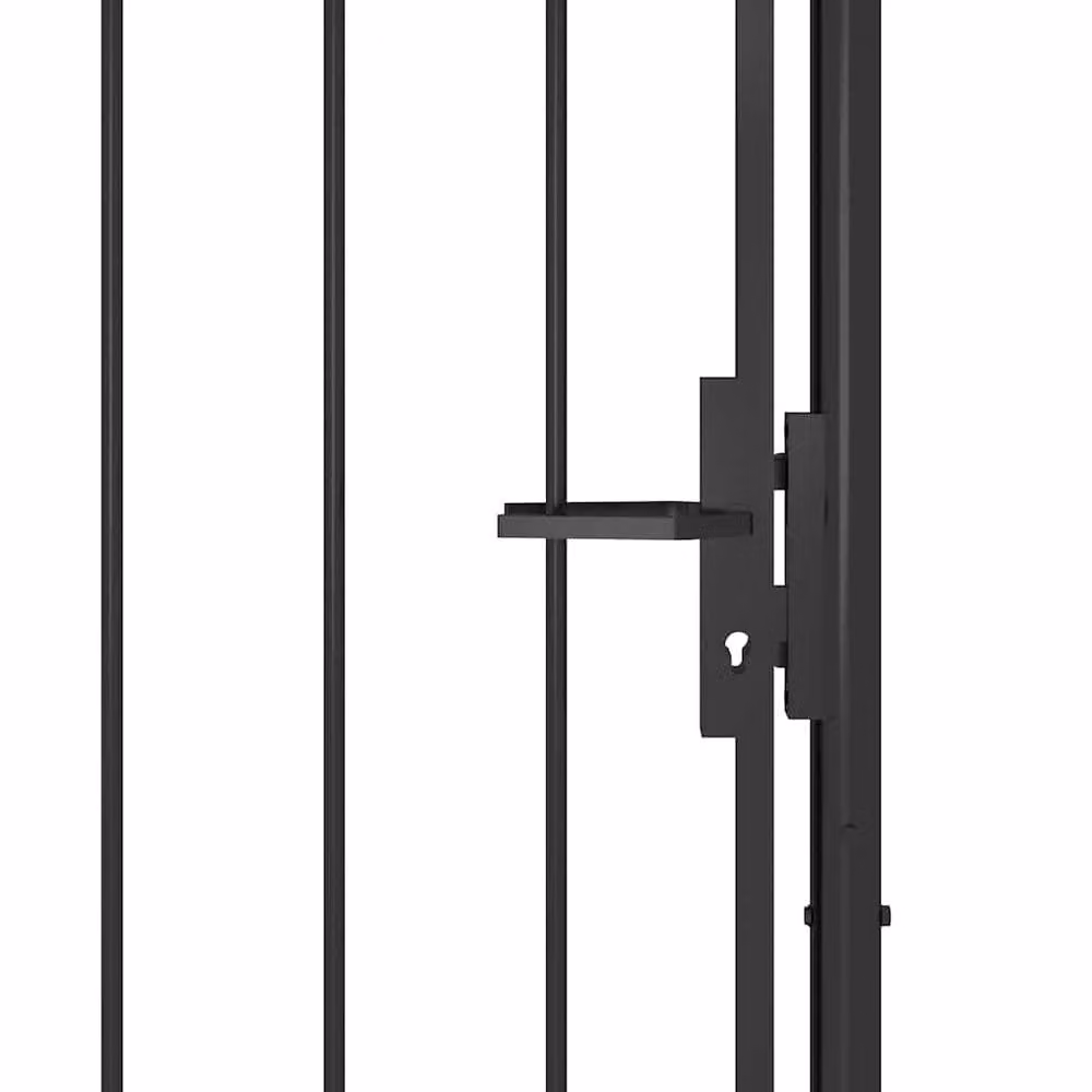 Berkfield Home Elegant Steel Swing Garden Gate, Black, W: 2.5 m, H: 1 m – 2