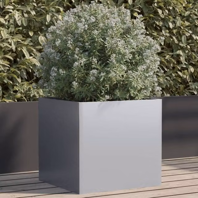 Berkfield Home Galvanised Steel Planter Tub in Silver, W/D/H: 49 x 47 x 46 cm