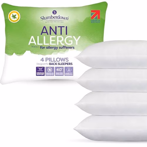 Slumberdown 4 Pack Anti Allergy Medium Support Microfibre Pillows for Back and Side Sleepers, White, W: 74 cm, H: 48 cm – 5