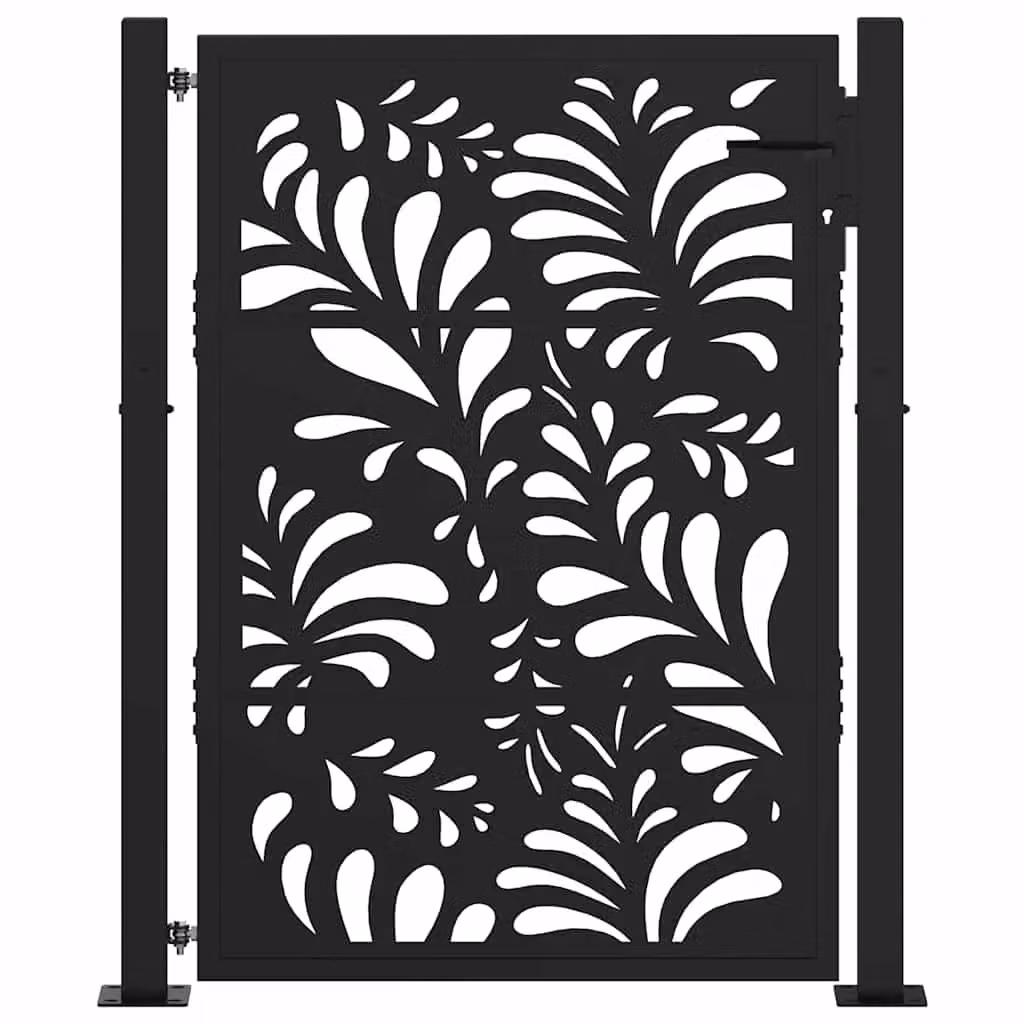 Berkfield Home Black Steel Wave Design Garden Gate W: 105 cm, H: 130 cm – 3