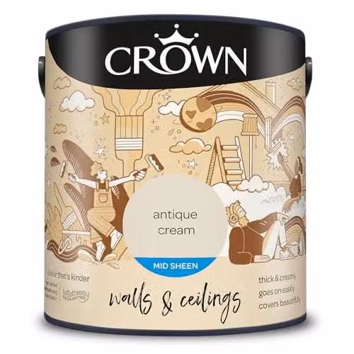 Crown Beige Satin Gloss Water Based Walls and Ceilings Emulsion 2.5 l – 1