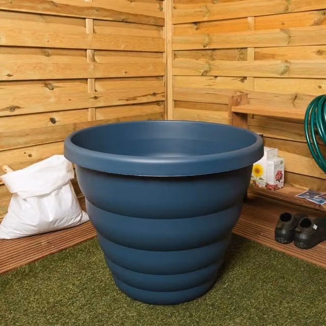 Wham Beehive Round Plastic Garden Planter Tub in Blue, Diameter: 66 cm – 1