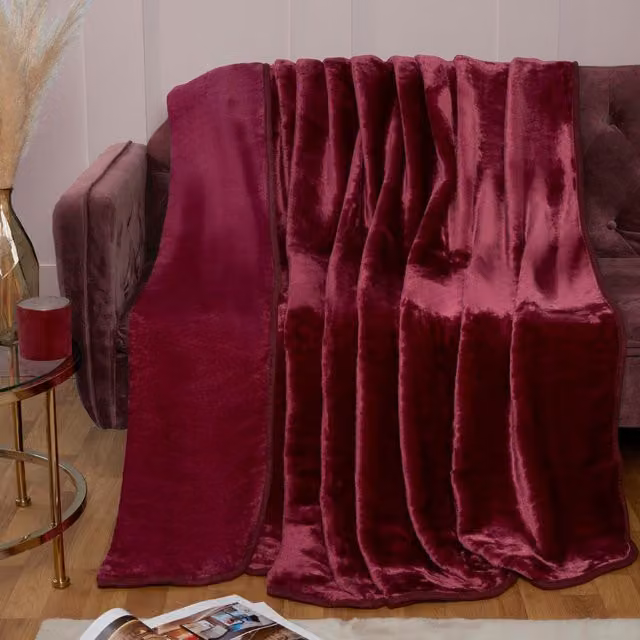 Rapport Home Purple Faux Fur Polyester Super Soft Cosy Plain Throw, Width: 150 cm