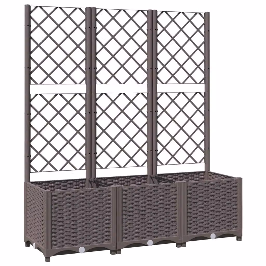 Berkfield Home Garden Planter with Trellis in Brown, W/D/H: 120 x 40 x 136 cm – 2