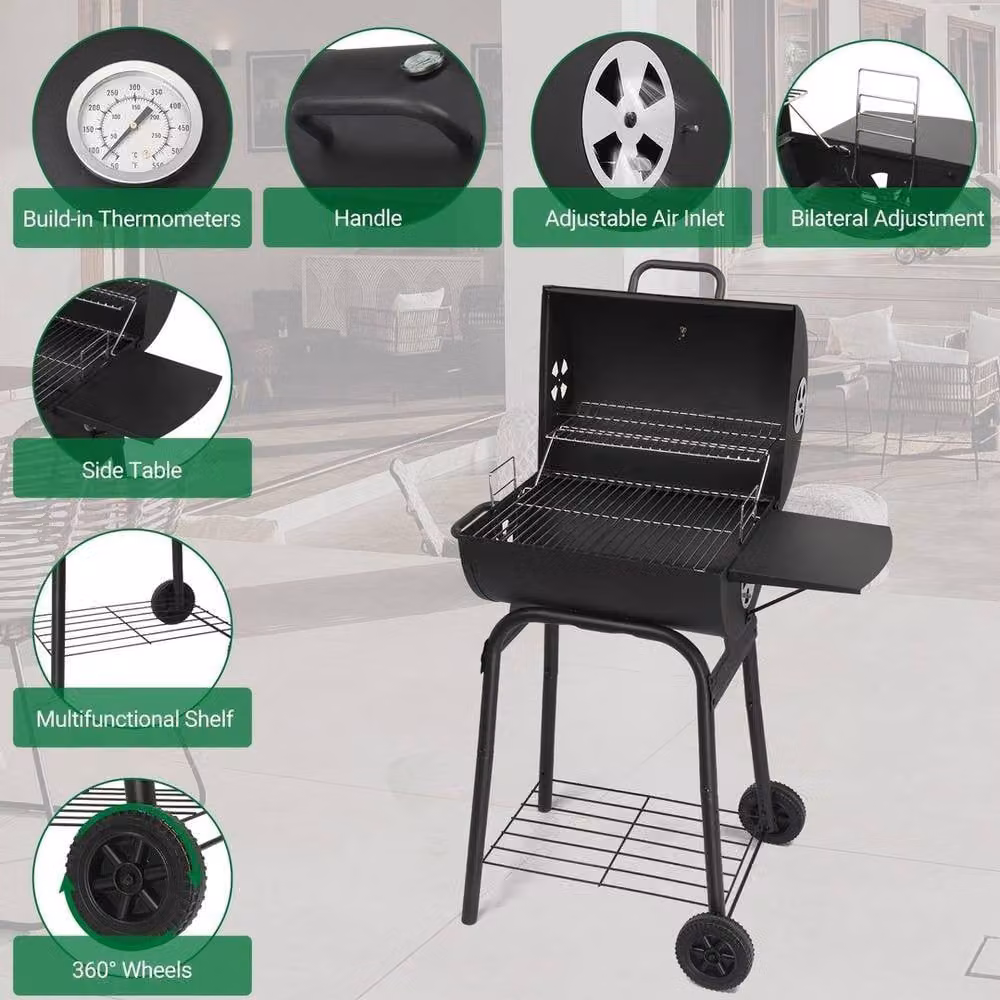 Kelvenix 41-Inch Offset Charcoal BBQ Smoker and Barbecue in Black – 5