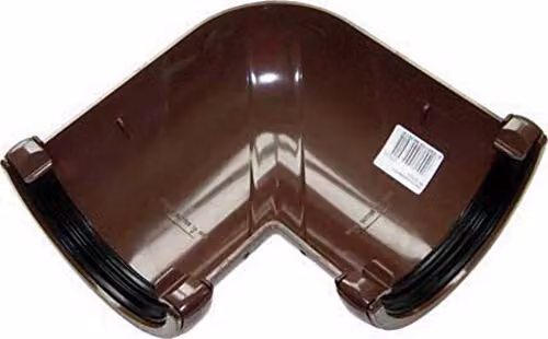 FloPlast 112mm Round 90 Degree Angle Gutter Pipe Fitting, Brown