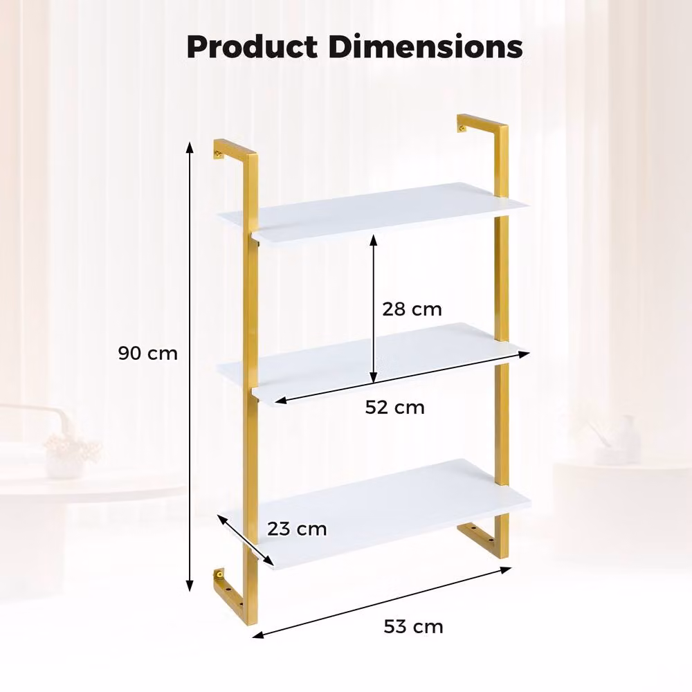 Gymax 3-Tier Wall Mounted Coffee Bar Shelf and Hanging Display Storage Rack in White – 2