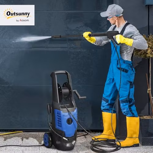 Outsunny 2200W High Pressure Washer with 170 Bar Pressure, 420 L/h Flow and 6m Hose, Blue – 2