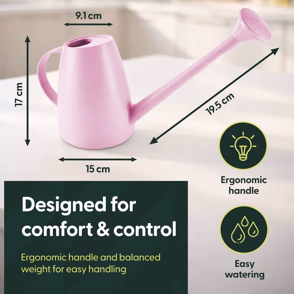Keplin 1.8L Plastic Watering Can with Sprinkler Rose in Pink – 3