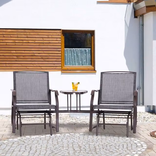 Outsunny Grey Double Garden Glider Rocking Chairs