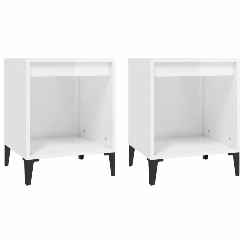 Berkfield Home Set of 2 High Gloss White Bedside Cabinets, W/D/H: 40 x 35 x 50 cm – 1