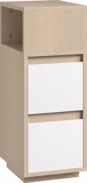 HOMCOM Slim Bedside Table with Open Shelf and 2 Drawers, Brown Wood Finish, W/D/H: 25 x 30 x 65 cm