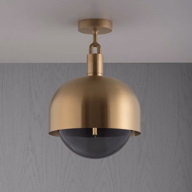 Buster + Punch Forked Ceiling Light in Gold/Brass with Transparent Glass Sphere