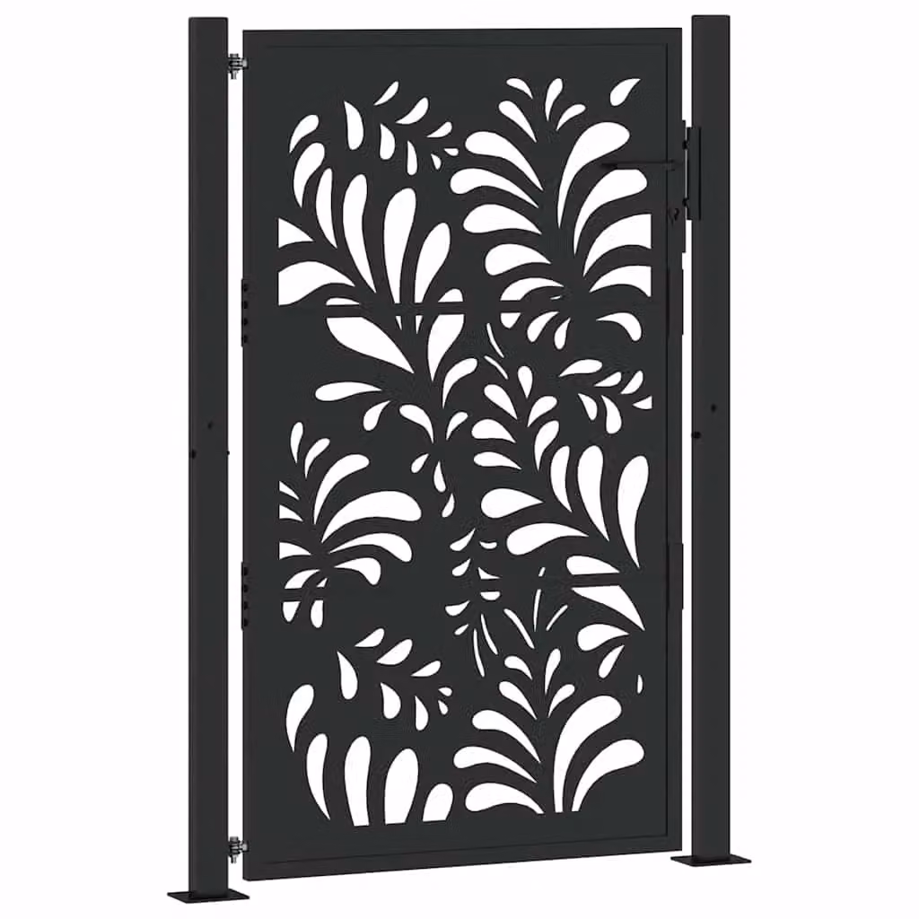 Berkfield Black Steel Wave Design Garden Gate, W: 105 cm, H: 155 cm – 2