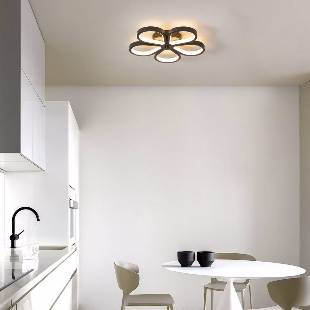 NIVOR Black Flower Acrylic LED Flush Mount Ceiling Light with Cool White Glow, Diameter: 30 cm – 3