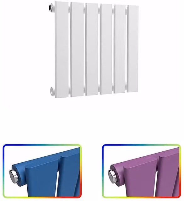 Lux Heat Flat Horizontal Single Steel Radiator in White, W/H: 42.0 x 40.0 cm