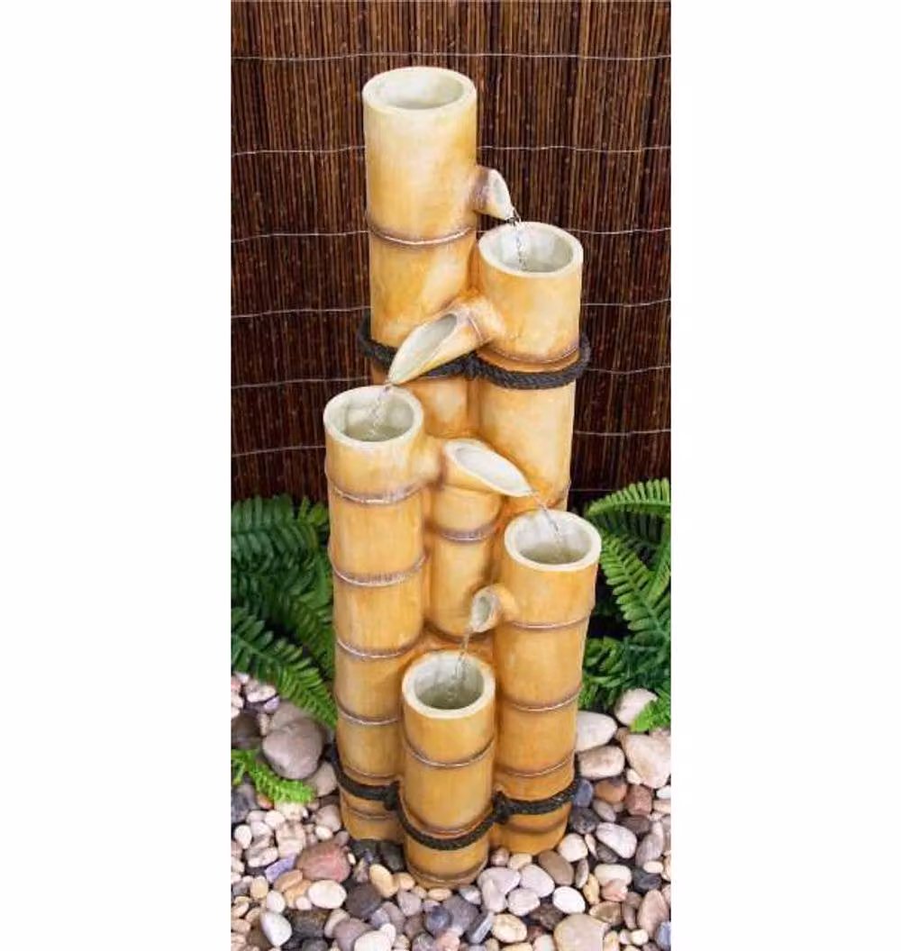 Primrose White Ginko Bamboo Effect 4 Tier Cascade Outdoor Water Feature, Height: 88 cm – 5
