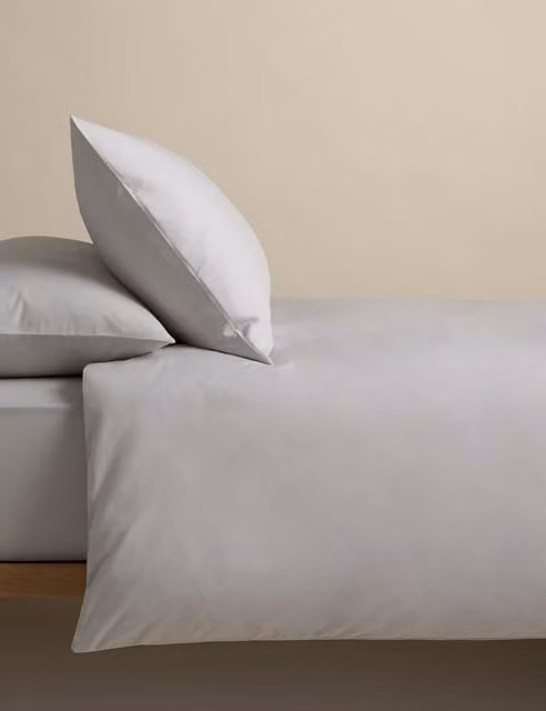 M&S Pure Cotton 180 Thread Count Duvet Cover Set in Dove Grey
