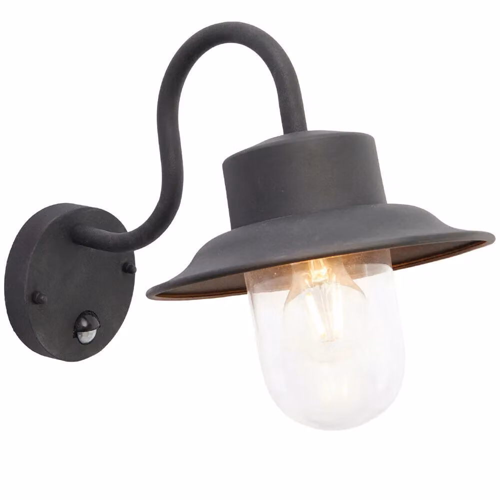 Loops 2 Pack Black Steel Maritime Outdoor Wall Lantern with Motion Sensor and Timer, IP44 Rated – 2