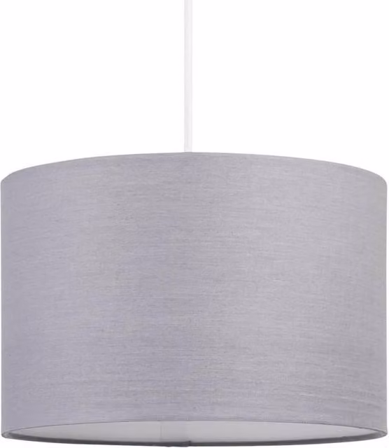 First Choice Lighting Grey Fabric Cylinder Ceiling Lamp Shade, Diameter: 25 cm