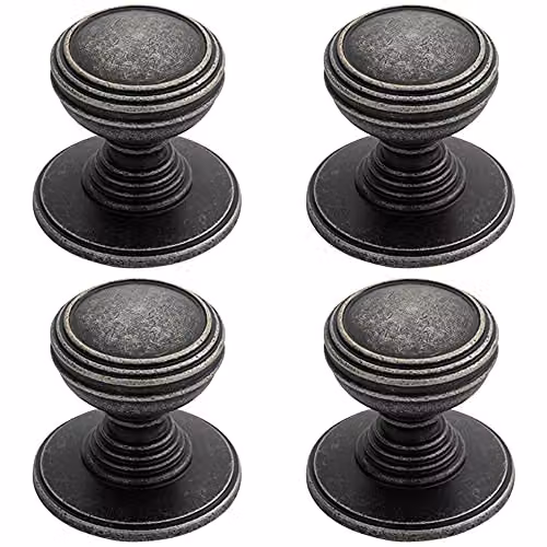 Loops 4 Pack Ringed Tiered Cupboard Door Knob in Matt Pewter Grey – 1