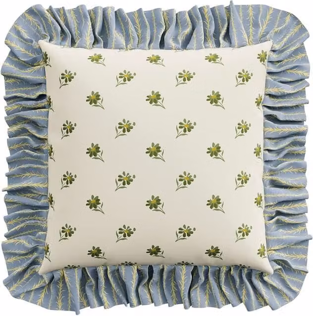 Sanderson Tuileries Floral Cotton Square Cushion in Cream, Beige, White and Multicolour