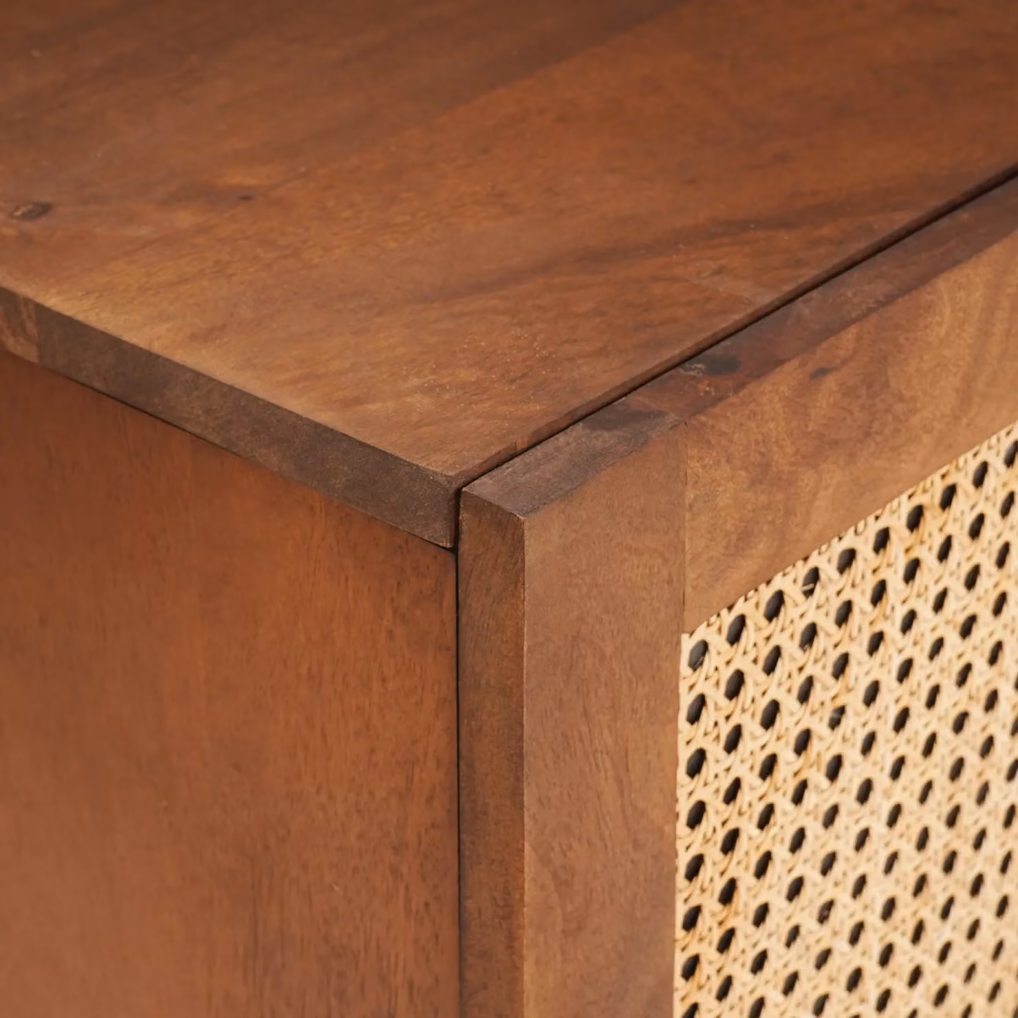 Berkfield Home Media Storage Cabinet in Brown Mango Wood and Cane – 4
