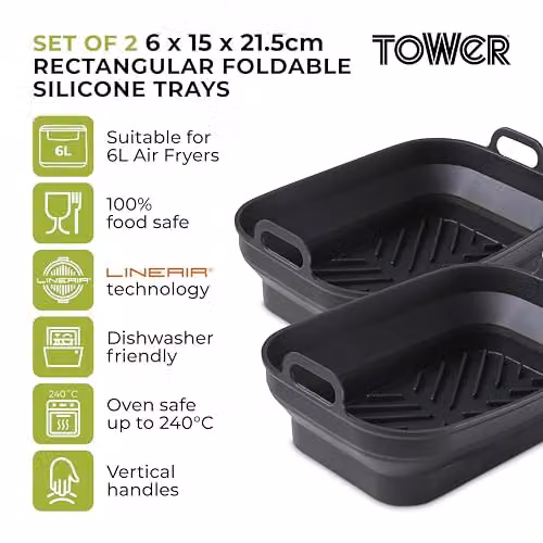 Tower Set of 2 Black Rectangular Foldable Silicone Loaf Tins – 2