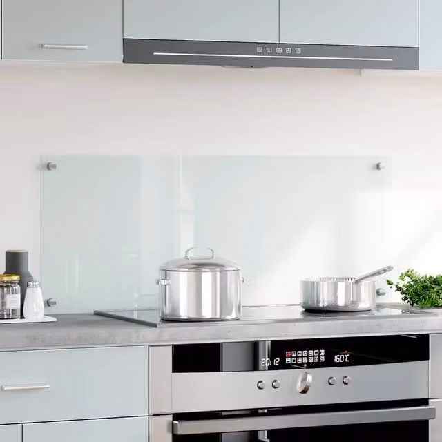 Berkfield Home Transparent Tempered Glass Kitchen Backsplash, Clear, W: 100 cm, H: 40 cm