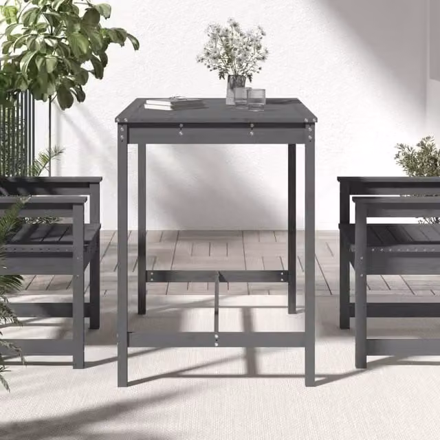 Berkfield Home Grey Solid Pine Garden Table W/D/H: 121 x 82.5 x 110 cm – 1