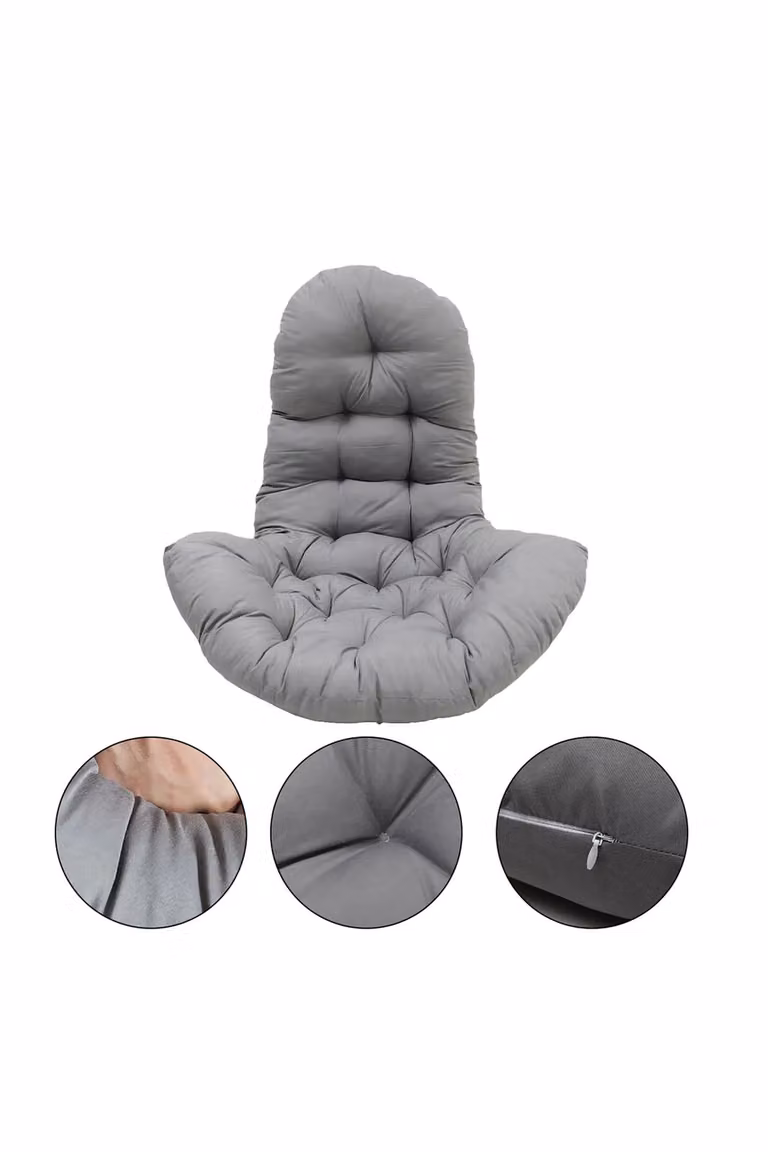 Living and Home Grey Round Breathable Polyester Swing Chair Pad Garden Seat Cushion W: 75 cm, D: 95 cm, H: 55 cm