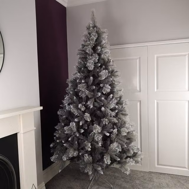 Premier 2.1m Silver Glitter Tip Fir Christmas Tree in Grey – 1